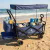 Travel trolley foldable with canopy navy blue