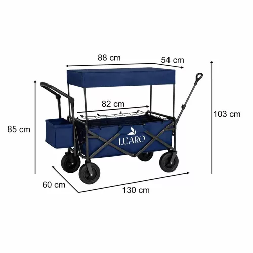 Travel trolley foldable with canopy navy blue