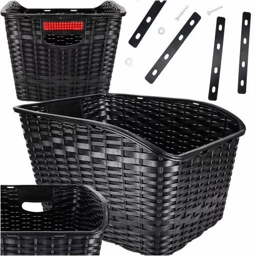 Rattan rear bicycle basket for luggage rack