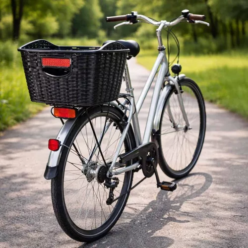 Rattan rear bicycle basket for luggage rack