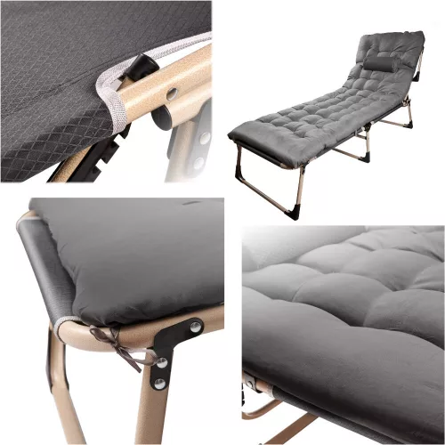 LUARO travel field bed folding business recliner 193 cm light grey