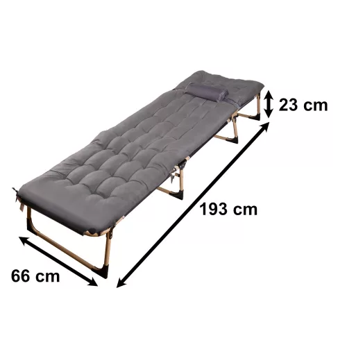 LUARO travel field bed folding business recliner 193 cm light grey