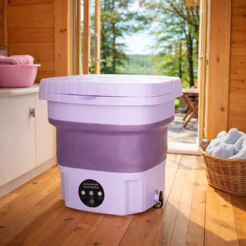 Mini folding travel washing machine 8l purple