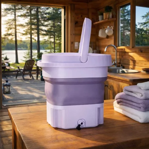 Mini folding travel washing machine 8l purple