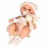 Baby doll in carrier with mascot beige