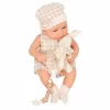 Baby doll in carrier with mascot beige
