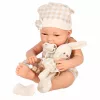 Baby doll in carrier with mascot beige