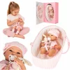 Baby doll in carrier with mascot pink