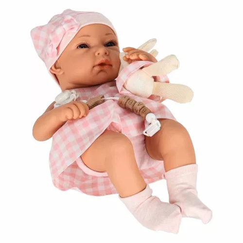 Baby doll in carrier with mascot pink