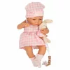 Baby doll in carrier with mascot pink