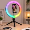 RGB LED selfie ring light on tripod