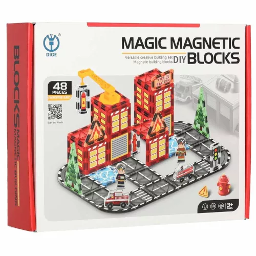 Magnetic construction bricks fire brigade 48e