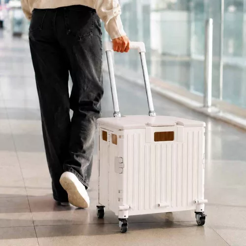 LUARO shopping trolley folding 4-wheel lid white