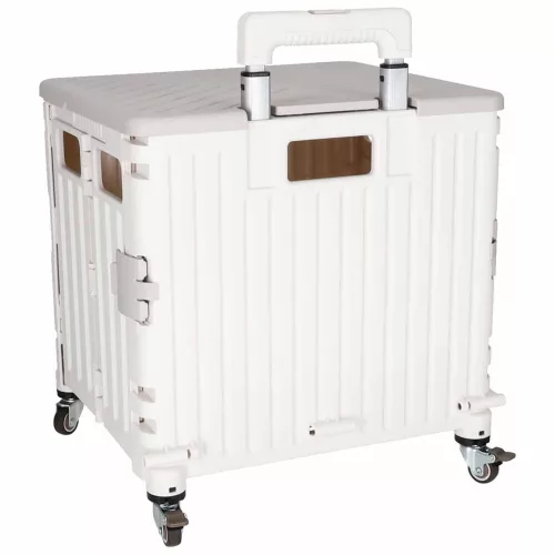 LUARO shopping trolley folding 4-wheel lid white