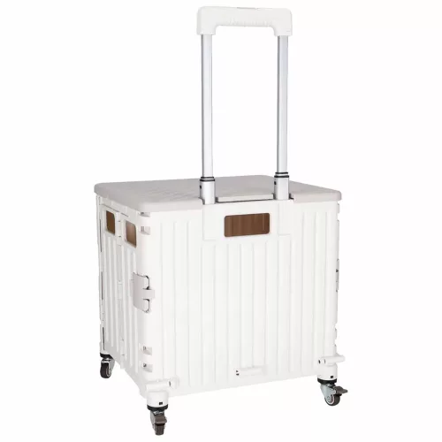LUARO shopping trolley folding 4-wheel lid white