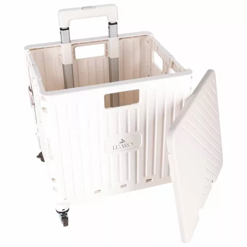 LUARO shopping trolley folding 4-wheel lid white