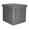 Folding pouffe with storage leather 38x38x38cm grey