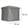 Folding pouffe with storage leather 38x38x38cm grey