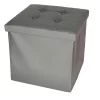 Folding pouffe with storage leather 38x38x38cm grey