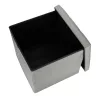 Folding pouffe with storage leather 38x38x38cm grey