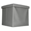 Folding pouffe with storage leather 38x38x38cm grey