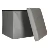 Folding pouffe with storage leather 38x38x38cm grey