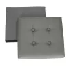 Folding pouffe with storage leather 38x38x38cm grey