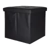 Folding pouffe with storage leather 38x38x38cm black