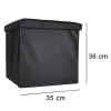 Folding pouffe with storage leather 38x38x38cm black