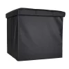 Folding pouffe with storage leather 38x38x38cm black