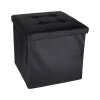 Folding pouffe with storage leather 38x38x38cm black