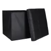 Folding pouffe with storage leather 38x38x38cm black