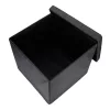 Folding pouffe with storage leather 38x38x38cm black