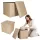 Folding pouffe with storage leather 38x38x38cm beige