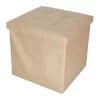 Folding pouffe with storage leather 38x38x38cm beige
