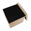 Folding pouffe with storage leather 38x38x38cm beige