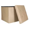Folding pouffe with storage leather 38x38x38cm beige