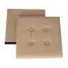 Folding pouffe with storage leather 38x38x38cm beige