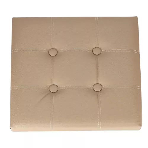 Folding pouffe with storage leather 38x38x38cm beige