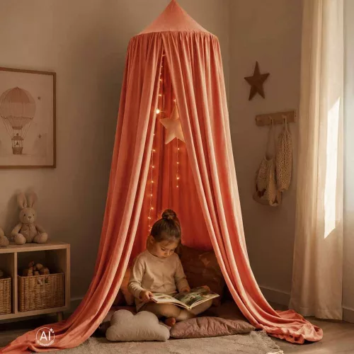 Tipi tent canopy hanging dark pink