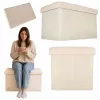Folding pouffe with storage compartment beige