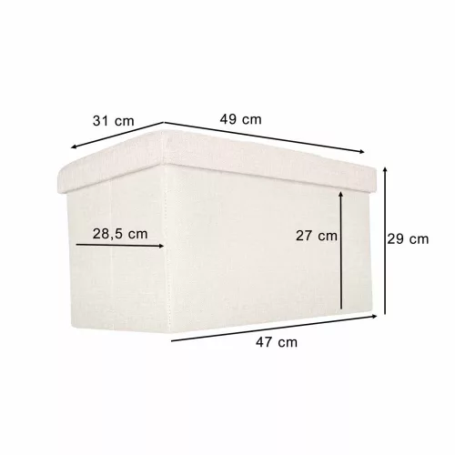 Folding pouffe with storage compartment beige