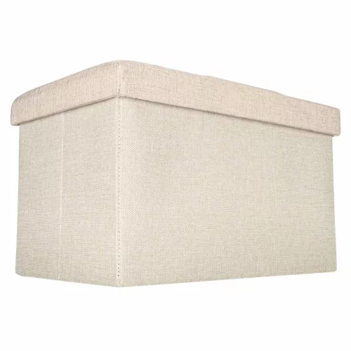 Folding pouffe with storage compartment beige