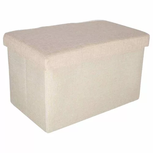 Folding pouffe with storage compartment beige