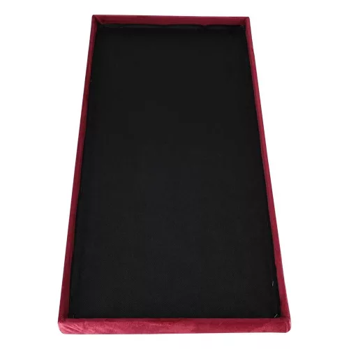 Folding pouffe with storage compartment quilted velour red