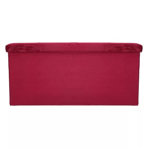 Folding pouffe with storage compartment quilted velour red