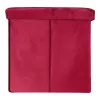 Folding pouffe with storage compartment quilted velour red