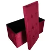 Folding pouffe with storage compartment quilted velour red