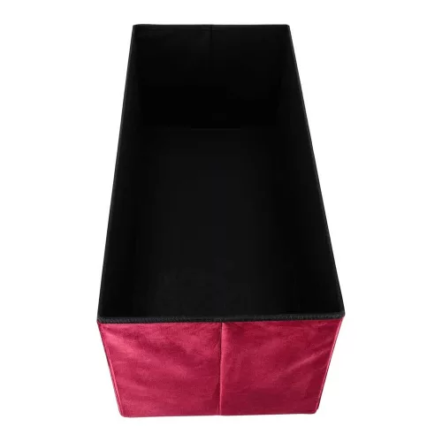 Folding pouffe with storage compartment quilted velour red