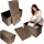 Folding pouffe with storage compartment quilted velour brown